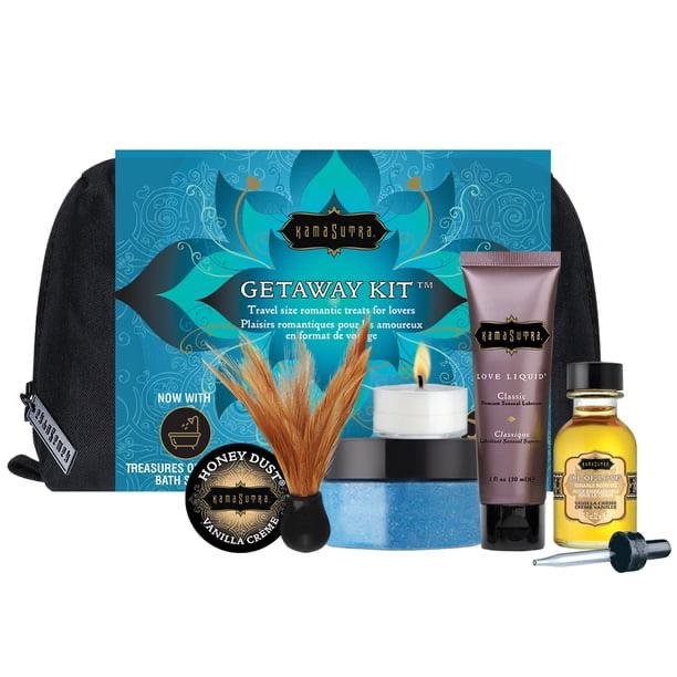 Kit de viaje con productos sensuales y juegos eroticos.